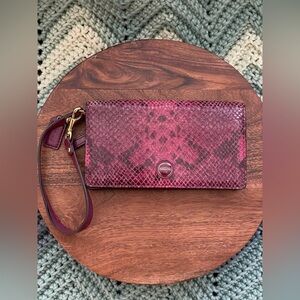 COACH Red Python Print Wristlet Wallet